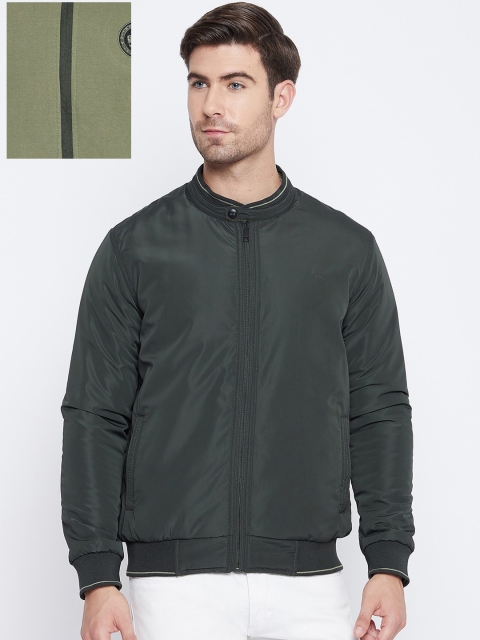

Okane Men Olive Green Reversible Bomber Jacket