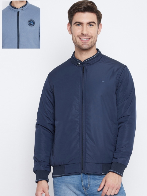 

Okane Men Navy Blue Reversible Bomber Jacket