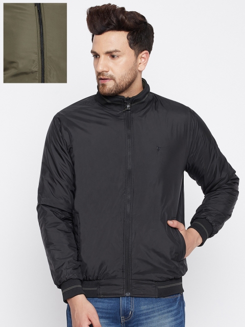 

Okane Men Olive Green Reversible Bomber Jacket