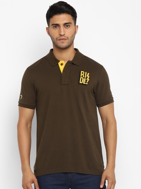 

Royal Enfield Men Olive Brown Polo Collar T-shirt