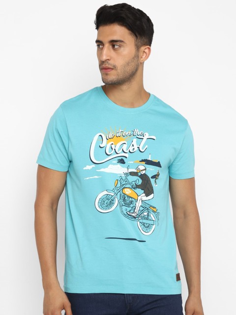 

Royal Enfield Men Blue & White Biker Printed T-shirt