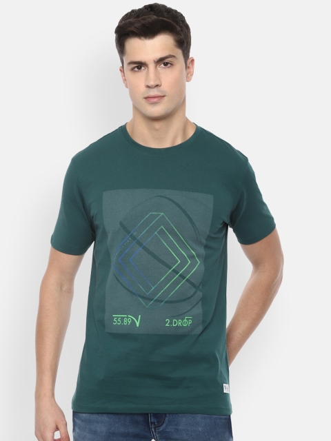 

VAN HEUSEN DENIM LABS Men Green Printed T-shirt