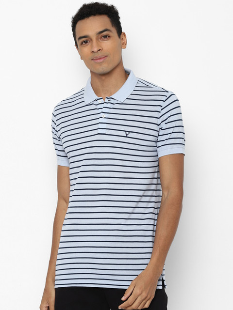 

Allen Solly Men Blue Striped Polo Collar T-shirt
