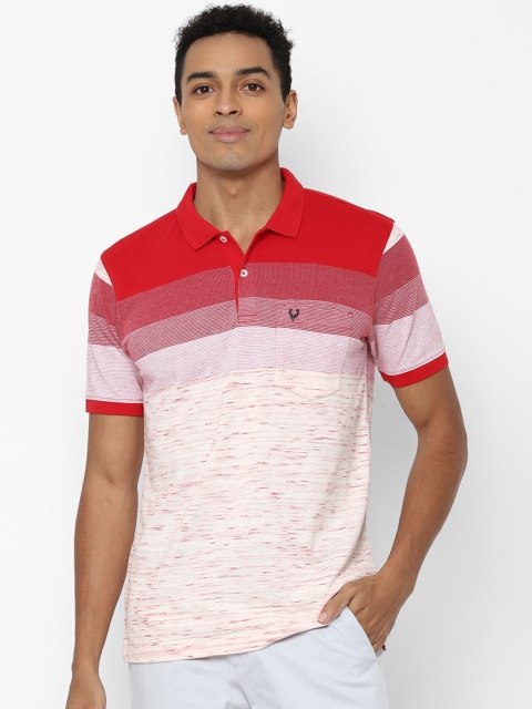 

Allen Solly Men Beige Red Colourblocked Polo Collar Pure Cotton T-shirt