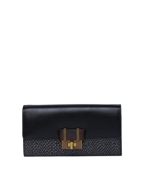 

CHARLES & KEITH Women Black & Brown Textured PU Two Fold Wallet