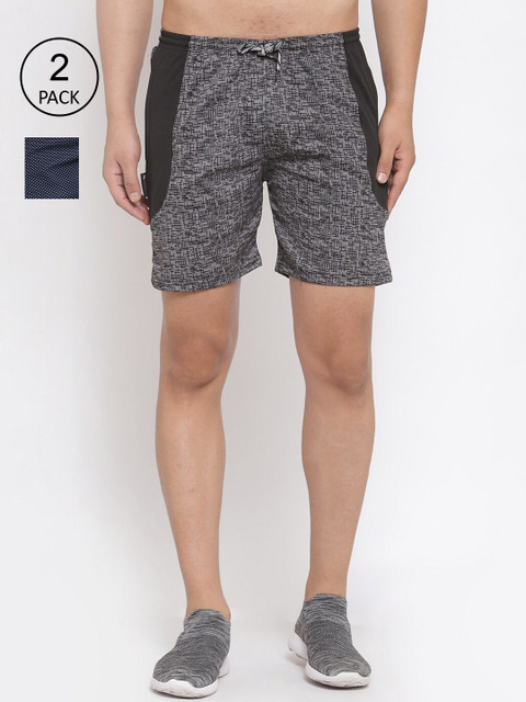 

KLOTTHE Men Set of 2 Colourblocked Sports Shorts, Multi