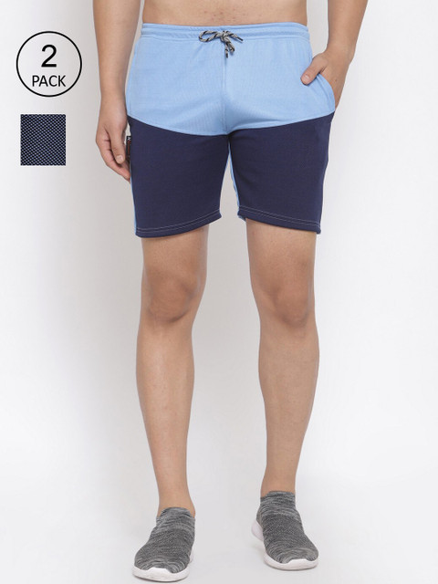 

KLOTTHE Men Set of 2 Colourblocked Sports Shorts, Multi