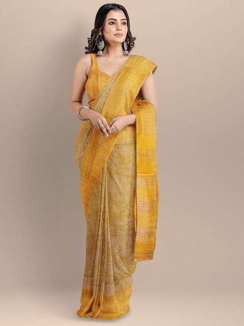 

BharatSthali Mustard Silk Cotton Printed Naryan Peth Handloom Saree