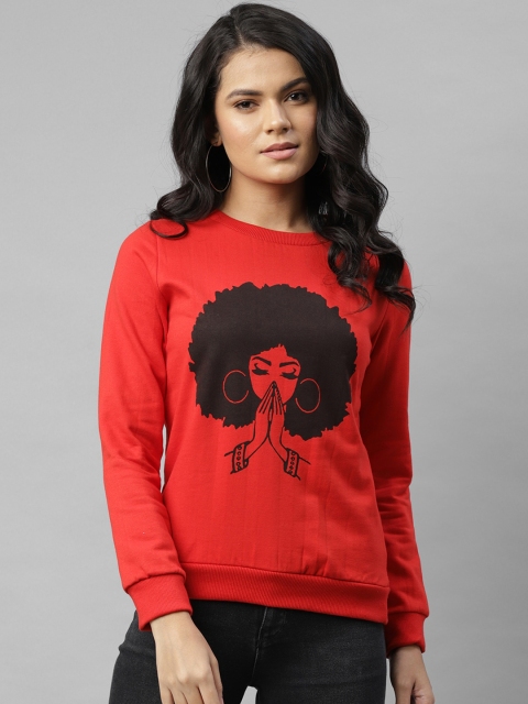 

Rigo Women Maroon Printed Sweatshirt