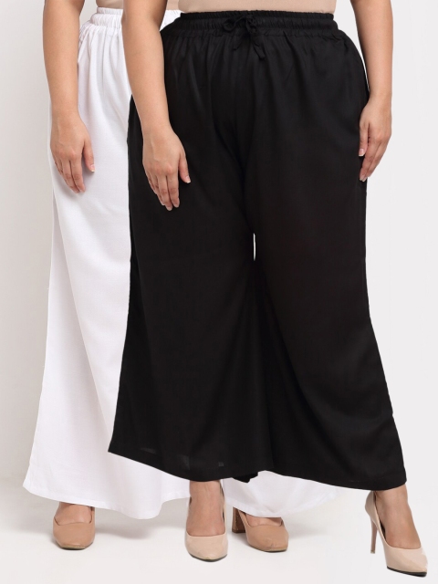 

TAG 7 PLUS Women Pack Of 2 Black & White Ethnic Palazzos