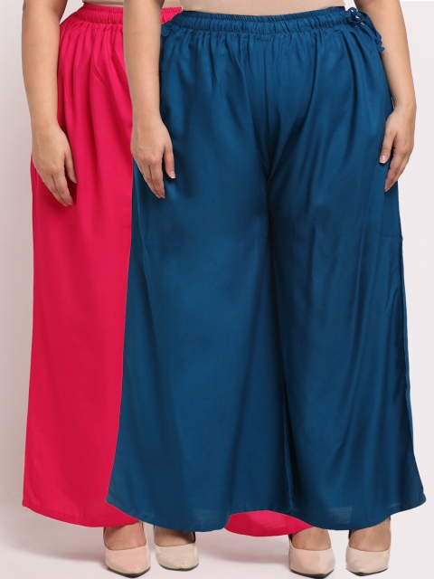 

TAG 7 PLUS Women Pink & Blue Pack of 2 Ethnic Palazzos