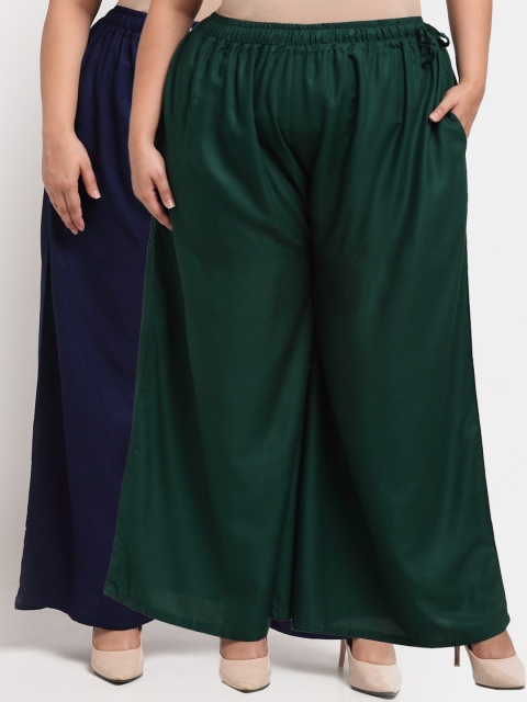 

TAG 7 PLUS Women Green & Blue Pack of 2 Ethnic Palazzos