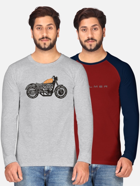 

BULLMER Men Grey Biker 2 Printed Applique T-shirt