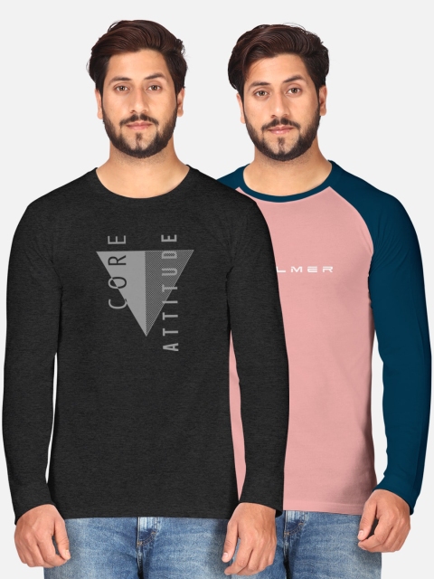 

BULLMER Men Pack Of 2 Printed T-shirt, Black