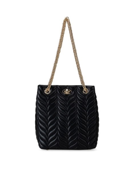 

Da Milano Woman Black Leather Structured Handheld Bag with Quilted