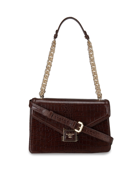 

Da Milano Brown Textured Leather Structured Shoulder Bag with Quilted