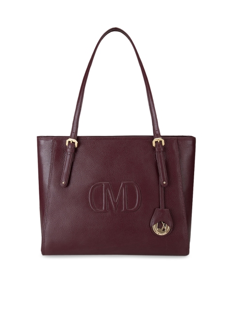 

Da Milano Burgundy Textured Leather Structured Shoulder Bag
