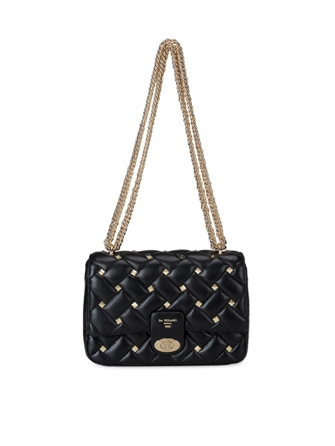 

Da Milano Women Black Textured Leather Structured Sling Bag