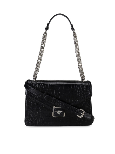 

Da Milano Women Black Textured Leather Structured Shoulder Bag