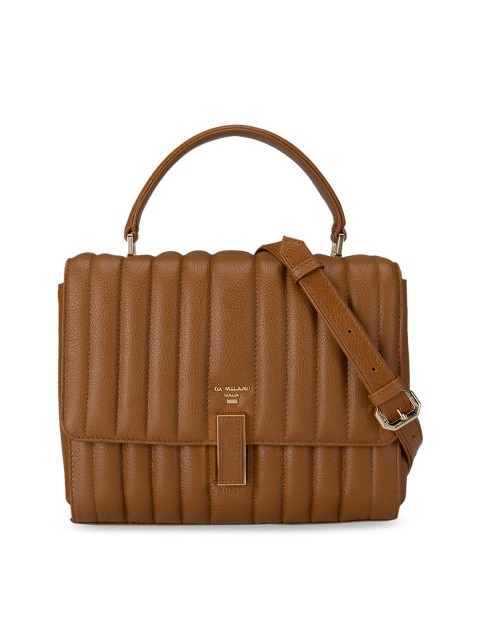 

Da Milano Brown Leather Shopper Handheld Bag with Quilted
