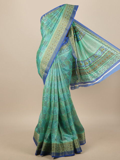 

Pothys Green & Blue Ethnic Motifs Printed Saree