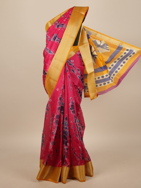 

Pothys Magenta & Blue Abstract Printed Saree