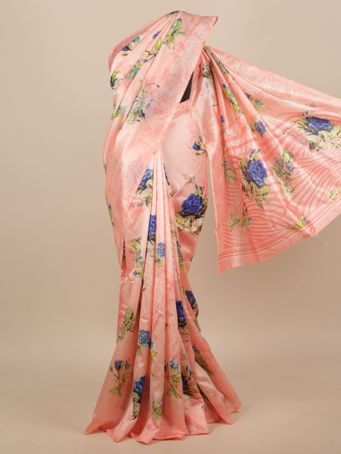 

Pothys Pink & Blue Floral Printed Saree