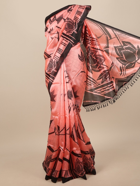 

Pothys Pink & Black Floral Printed Saree