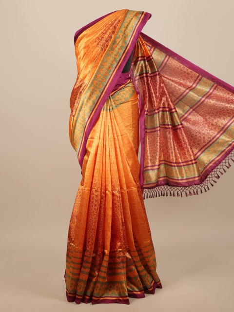 

Pothys Orange & Purple Floral Printed Saree