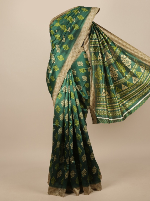 

Pothys Green & Beige Floral Printed Saree