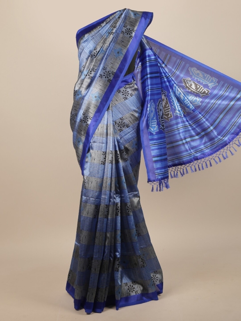 

Pothys Navy Blue & Black Floral Printed Saree