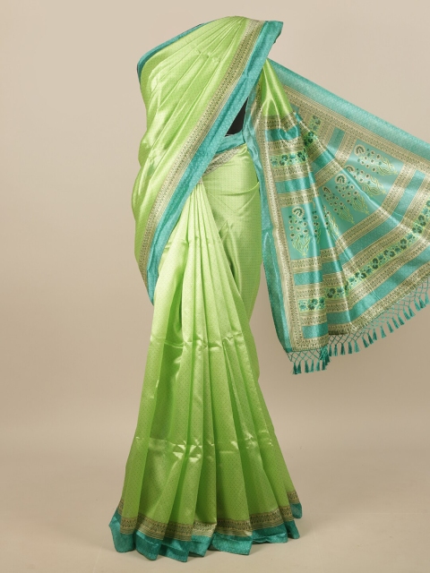 

Pothys Sea Green & Blue Ethnic Motifs Saree