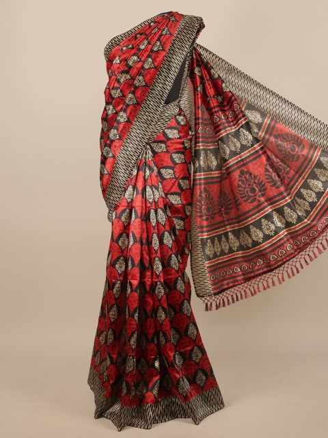 

Pothys Red & Black Ethnic Motifs Saree