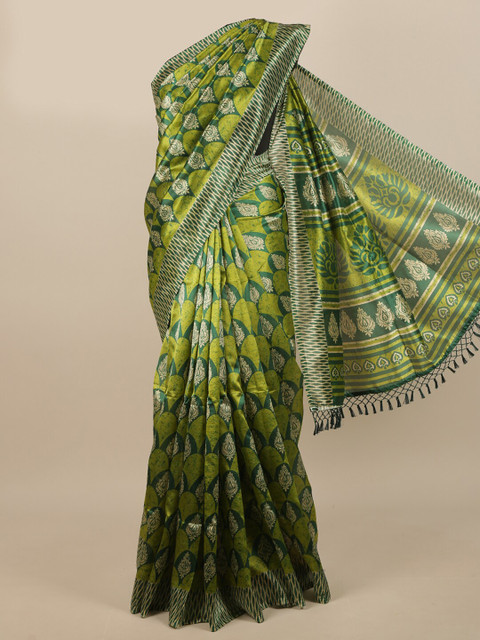 

Pothys Green & Beige Ethnic Motifs Printed Saree