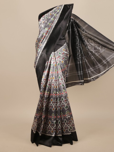 

Pothys Black & Grey Ethnic Motifs Printed Saree
