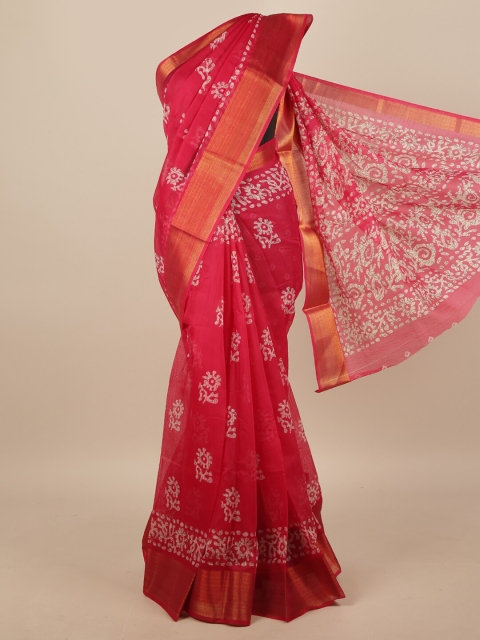 

Pothys Pink & White Bandhani Zari Border Saree