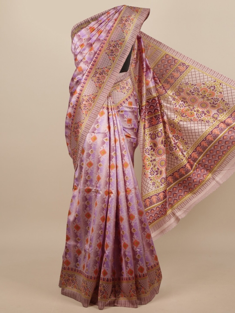 

Pothys Lavender & Orange Floral Printed Saree