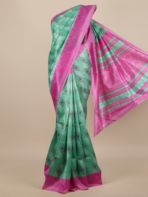 

Pothys Green & Pink Ethnic Motifs Printed Saree