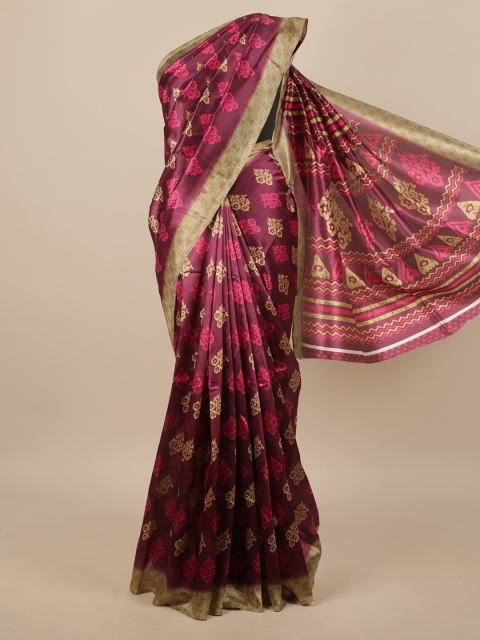 

Pothys Purple & Beige Floral Printed Saree