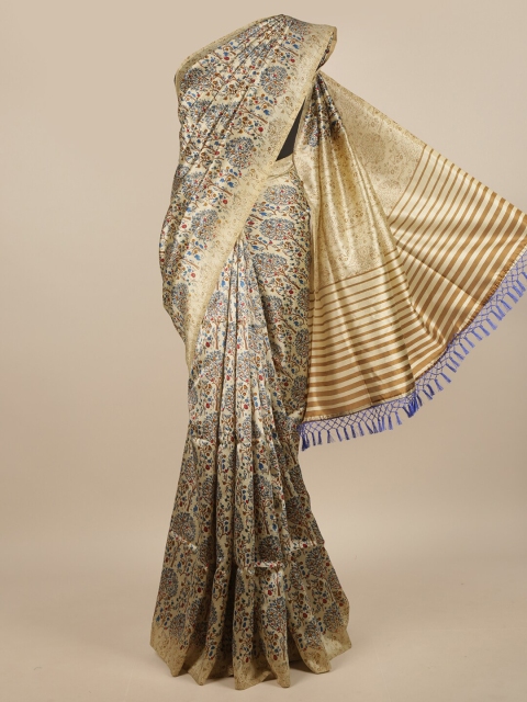 

Pothys Brown & Blue Floral Printed Saree