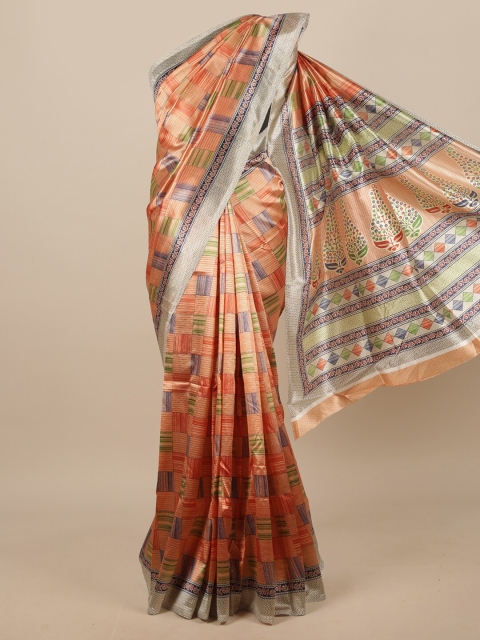 

Pothys Peach-Coloured Geometric Printed Saree