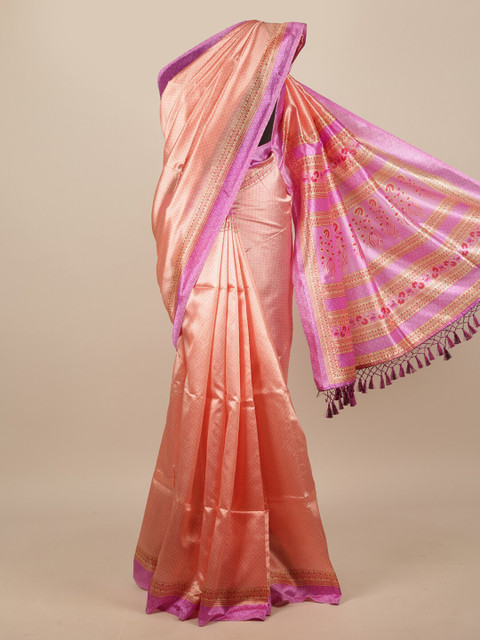 

Pothys Pink & Purple Floral Printed Saree