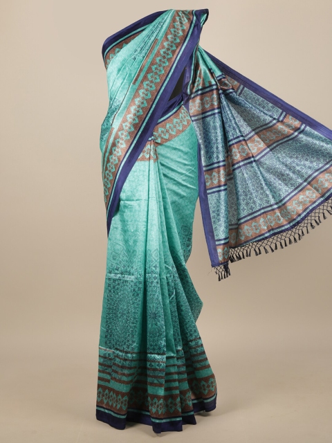 

Pothys Green & Brown Ethnic Motifs Saree