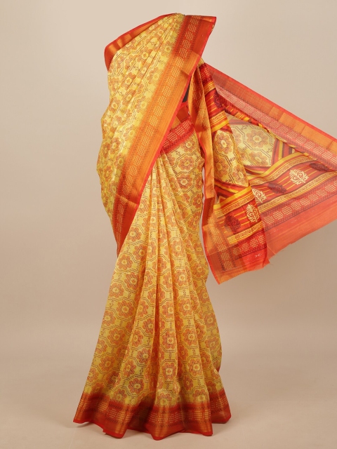 

Pothys Women Yellow & Orange Printed Saree