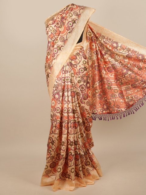 

Pothys Women Beige & Orange Printed Saree