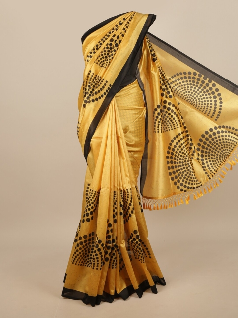 

Pothys Yellow & Black Geometric Printed Saree