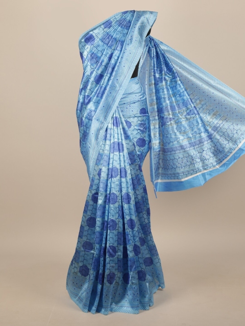 

Pothys Blue Geometric Printed Saree