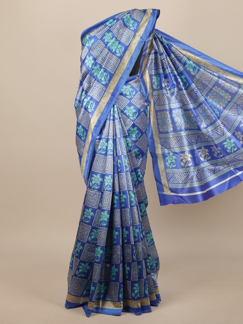 

Pothys Blue & Green Floral Printed Saree