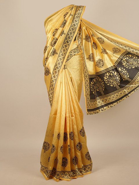 

Pothys Yellow & Black Floral Printed Saree