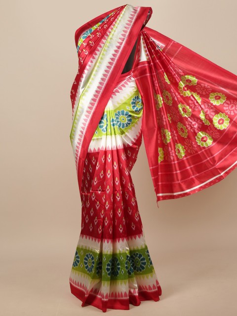 

Pothys Red & White Floral Printed Saree